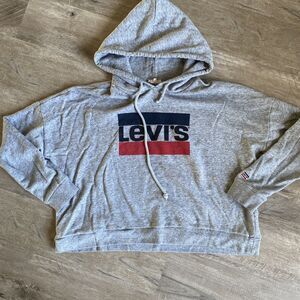 Levis Logo Cropped Hoodie Gray Large